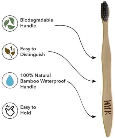 Soft Bamboo Toothbrush Set - Charcoal Infused Bristles | Eco-Friendly Pack of 2 - International Shipping Available - Buy Online on GoSupps.com