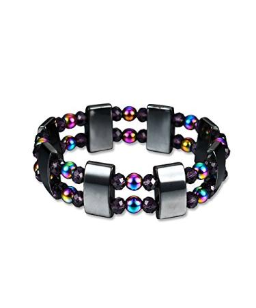 Dual Layers Magnetic Hematite Bracelet Health Care Bangle Wrap Multicolors Unisex Bracelet 55mm Diameter for Men Women