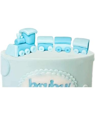 Train Set Cake Topper Party Decoration Personalised Custom Name Fondant Edible Icing Great for Kids Boy Birthday Christening Baby Shower Easy to Use - Buy Online on GoSupps.com