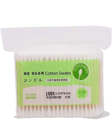 200pcs Bamboo Cotton Swabs Wooden Cotton Buds Double Head Makeup Swab Cotton Buds for Ear Cleaning Makeup