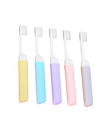 Minkissy 5st collapsible toothbrush hand toothbrush cleaning accessories clamp toothbrush wear-resistant toothbrush travel sizes outdoor toothbrush plastic.