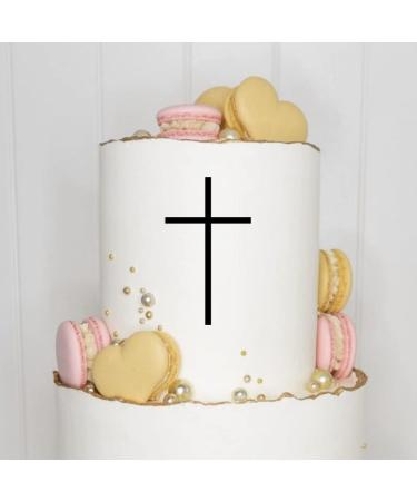 Cake topper (cross) charm acrylic/wood baptism communion confirmation confirmation cake plug cake cake plug decoration caketopper (1 piece black) black 1 piece