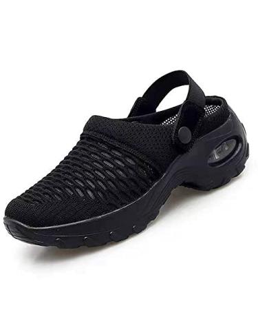Stratuxx Kaze Women Diabetic Walking Air Cushion Slip-On Orthopedic Sandals Diabetic Walking Shoes 7 Black