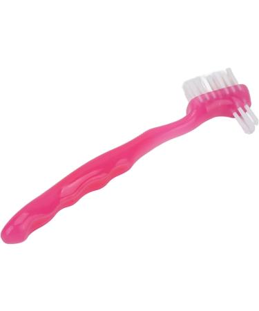 Denture Toothbrush - Double Sided Soft Bristles for Gentle Plaque and Dirt Removal - Ergonomic and Portable Design - Pink - Buy Online on GoSupps.com