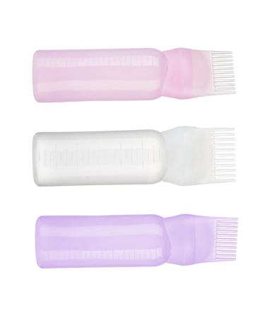 FRCOLOR 3pcs Oil Bottle with Comb Hair Oil Comb Applicator Grow Scalp Treatment Bottle Hair Coloring Applicator Hair Tint Bottle Hair Teasing Comb Hairdressing Applicator Care Dye