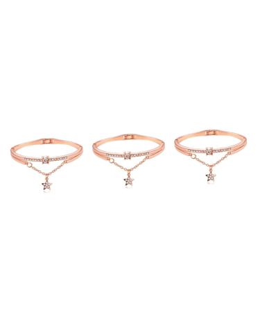 minkissy 2 pieces hand jewelry ladies bracelet star bracelet 19.5*1.2cmx3pcs rose goldx3pcs