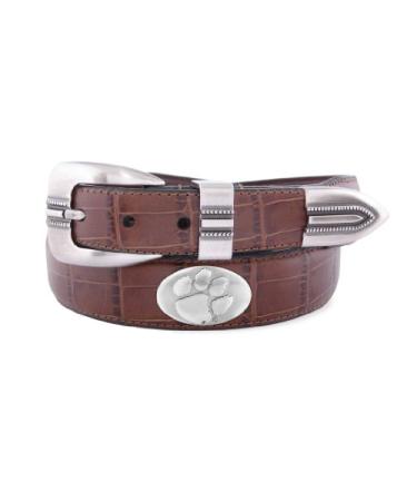 Zeppelin Products Inc. NCAA Clemson Tigers Crocodile Tip Leather Concho Belt Tan 36
