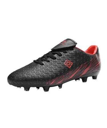 DREAM PAIRS Men's Firm Ground Soccer Cleats Shoes 9 Black/Red