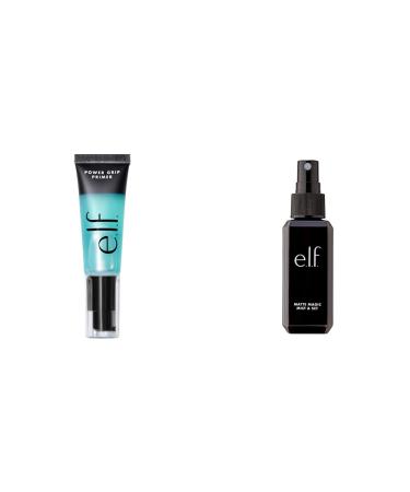 e.l.f. Cosmetics Power Grip Primer (0.811 Fl Oz) + Matte Magic Mist & Set (2.02 Fl Oz) makeup primer + Mist & Set - Small 2.02 Fl Oz