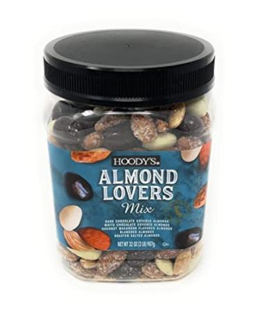 Hoody's Almond Lovers Mix-Dark Chocolate Covered Almonds,white Chocolate Covered Almonds,Coconut Macaroon Flavored Almonds,Blanched Almonds,Roasted Salted Almonds-32OZ, 2 Pound (Pack of 1)