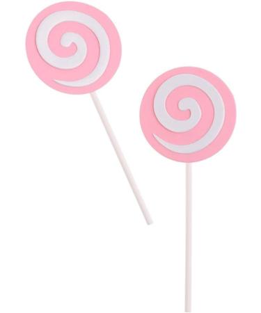 5PCS Lollipop Shaped Cake Toppers in Pink for Decoration Cupcake Toppers for Baby Shower Birthday Party Wedding - Buy Online on GoSupps.com
