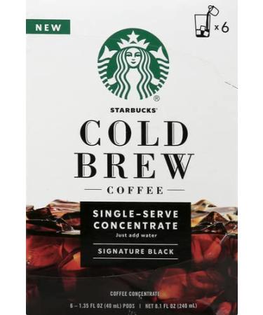 Starbucks Cold Brew Coffee  Signature Black  Single-Serve Concentrate Pods  1 box (6 capsules)