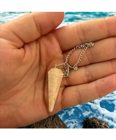 Pendula Peach Moonstone Crystal Pendulum - Vintage Hexagonal Radiesthesia & Chakra Healing Tool for Meditation - Buy Online on GoSupps.com