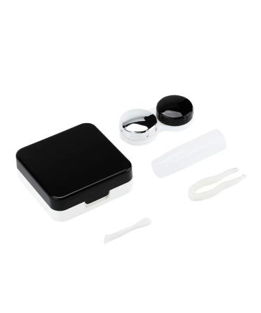 Modern Contact Lens Container with Mirror - Stylish & Hygienic for Home Office & Travel (Black) - Buy Online on GoSupps.com