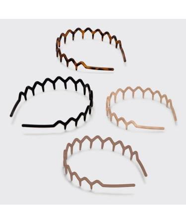 Kitsch Zig Zag Headbands - Men & Women's Recycled Plastic Hair Bands | Classic 90s Style | Wavy Headband with Teeth | 2pc Set in Black & Tort - Buy Online on GoSupps.com
