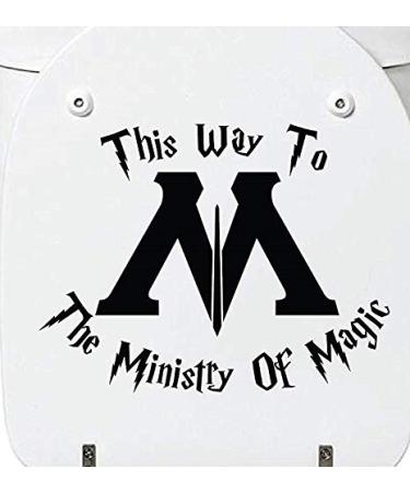 Rainbow Animated Design This Way to The Ministry of Magic Toilet Decal Sticker 7 x 9.1 inches Approximately Black