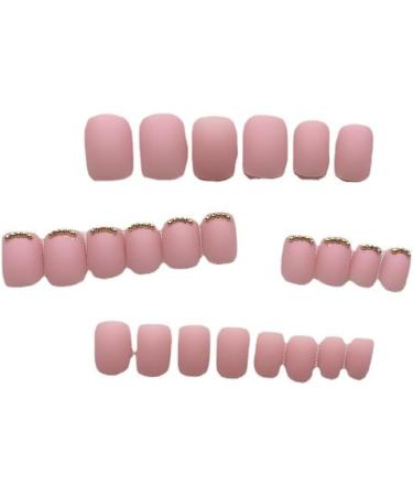 24Pcs False Nails Short Frosted Gold Beads False Nail Art Fake Nail Tips Design Press on Nails with Double-Sided Adhesive for Women Girls - Buy Online on GoSupps.com
