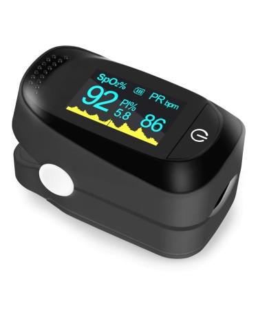 TECH14 Fingertip Pulse Oximeter Blood Oxygen Saturation Monitor Heart Rate Monitor and SpO2 Levels With OLED Screen CE Approved ISO13485 FDA (Black) - Buy Online on GoSupps.com
