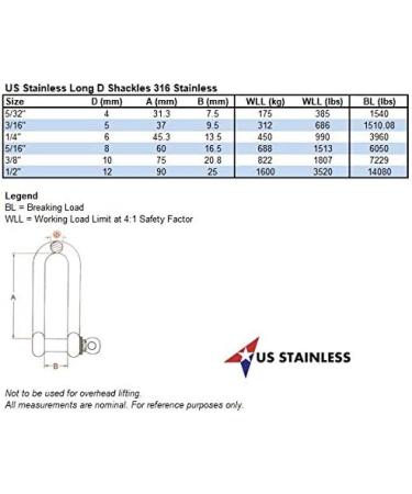 Stainless Steel 316 Long D Shackle 3/8 (10mm) - Marine Grade - Buy Online on GoSupps.com