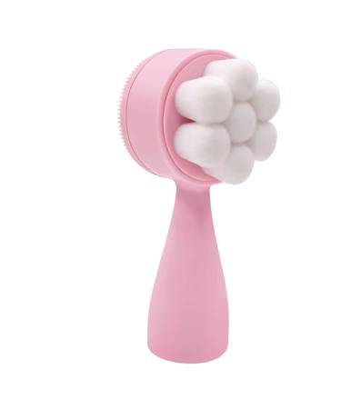OHPHCALL Double Sided Facial Cleansing Brush Face Wash Facial Scrubber Silicone Face Scrubber for Women Facial Cleansing Tool Face Massage Brush Manual 3d Exfoliating Brush Pink Fiber Wool