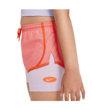 Nike Girls' Dri-FIT Tempo 2-in-1 Training Shorts (Pink Salt) Large