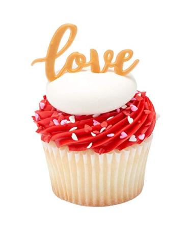 24 Decopac Gold Love Valentine's Day Cupcake Toppers
