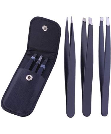 Eyebrow Tweezers 3 Piece Professional Stainless Steel Precision Tweezers for Eyebrows Plucking Ingrown Hair Remover and Facial Hair