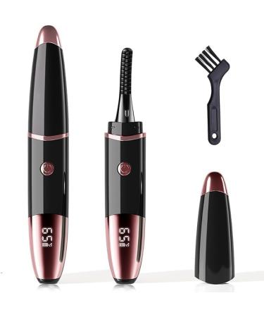 Heated Eyelash Curlers - Fast Heat up Within 10s - 24 Hours Long Lasting - Rechargeable Electric Eyelash Curler with Type-C with 4 Heating Modes Anti-Burn Mini Lash Curler with LED Display-Black-3 Afczaeeeq13
