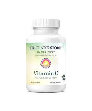 Dr Clark Vitamin C Supplement 1000mg - Gluten Free, Immunity Support, Potent antioxidant, Supports Brain Function, Promotes Tissue Formation and Repair, 100 Gelatin Capsules