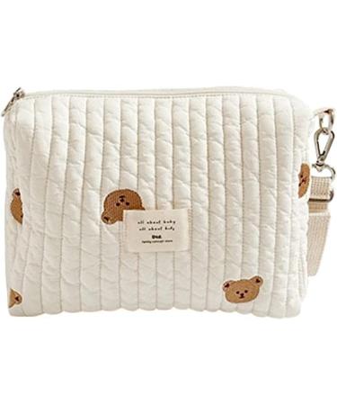 Universal portable baby wrap pockets diaper bags for newborns mini diamond pockets organizer for mothers zipper embroidered printed bear white - Buy Online on GoSupps.com