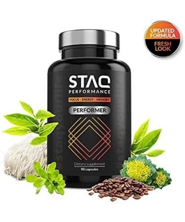 STAQ Performer Premium Brain Supplement - Boost Focus Energy & Memory - 90 Veg Capsules - No Fillers Recommended by Professionals & Active 60 - Buy Online on GoSupps.com