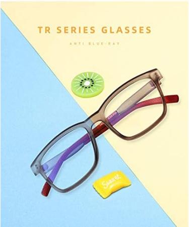 ADEWU Children's Blue Light Filter Glasses - TR90 Anti-Tiredness Rectangular Frame for Boys & Girls (Dark Gray/Red) - Buy Online on GoSupps.com