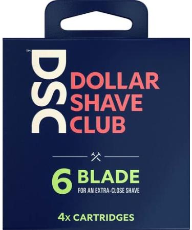 Dollar Shave Club 6-Blade Razor Refill Cartridges for an Extra Close Shave Shave with Precision 4 Count