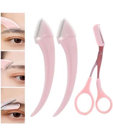 6PCS Pink Eyebrow Trimmer Set | Stainless Steel Razor with Comb | Beauty Tool for Women | Type Hair Removal Accessories - Buy Online on GoSupps.com