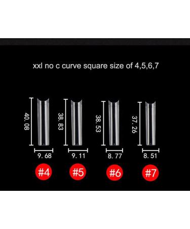 SITELENABY XXL Square Nail Tips 4-7 | 600pcs Clear Acrylic False Nails for French Nail Art - Buy Online on GoSupps.com
