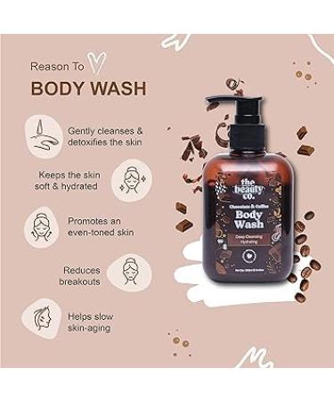 Chocolate and Coffee Body Wash - Exfoliating & Hydrating Shower Gel with Robusta Coffee Cocoa Extract & Aloe Vera (250ml) - International Shipping Available - Buy Online on GoSupps.com