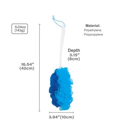 Japanese 2-in-1 Back Loofah Shower Brush - Long Handle Scrubber for Men and Women - Blue - Buy Online on GoSupps.com