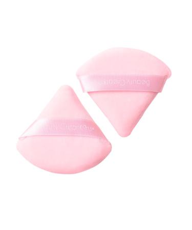 Pink Triangle Powder Puffs "PUFF PUFF SET" (Includes 2 Pieces & Clear Reusable Pouch) By Beauty Creations