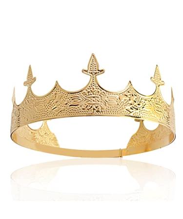 Crown Hair Jewelry Royal King Diadem Men Metal Big Tiaras For Wedding Halloween Costume Birthday Hair Accessories Gold
