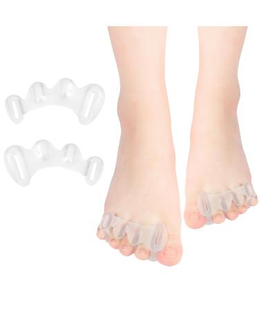 Toe Separators to Correct Bunions Toe Spacers for Women Men Bunion Corrector for Relieve Feet Pain Toe Straighteners for Hammer Toe and Foot Alignment - 1 Pair (Clear)