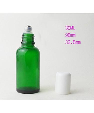 Shop 3pcs 30ml Upscale Green Glass Roll-On Bottles | Refillable Essential Oil & Perfume Containers with White Cap - Ideal for Rose Oil - Buy Online on GoSupps.com