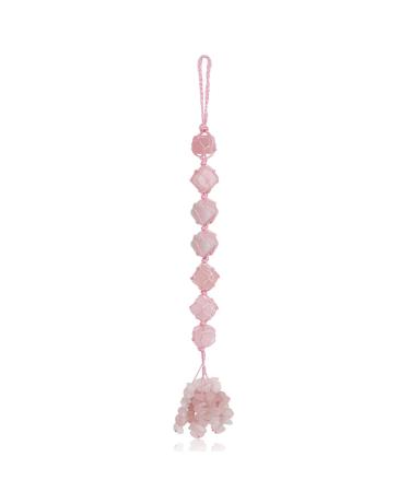 XIANNVXI Rose Quartz Crystal Hanging Healing Crystals Gemstones Decor Tumbled Stones Car Rearview Mirror Wall Hanging Crystals Reiki Crystal Gifts