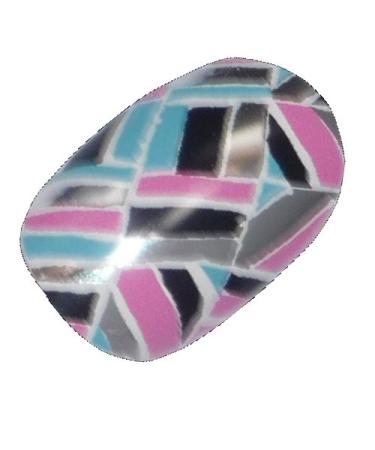 Chix Nails Nail Wraps Patchwork Blue Silver Designer Fingers Toes Vinyl Foils