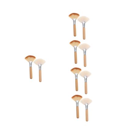 FRCOLOR 10 Pcs Loose Powder Brush Makeup Brush Makeup Fan Facial Flat Makeup Make up Short Makeup Brush Large Fan Fluffy Short Handle Makeup Brush Miss Setting Powder Face Wood