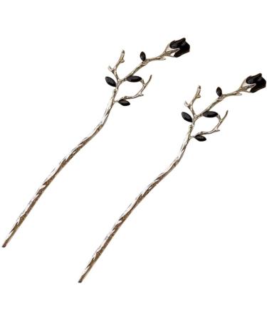 Lurrose 2 Pieces Metal Hair Stick Vintage Flower Hair Sticks Chinese Hair Sticks Hair Pin Retro Hair Stick Hair Accessories Headpiece for Girls Women DIY Hair Accessories Gift