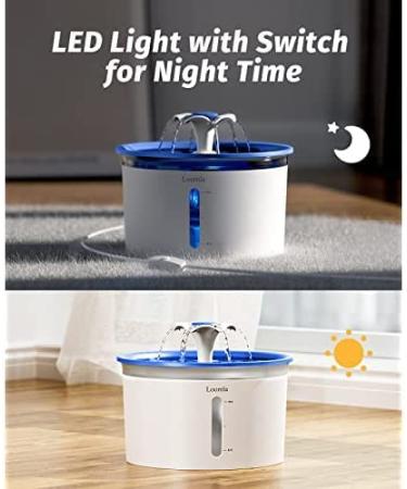 Loomla Cat Water Fountain 85oz/2.5L Indoor Automatic Dispenser with LED Lights & Filters, Navy Blue for Cats Dogs Pets - Buy Online on GoSupps.com