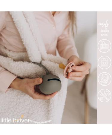 Little Thriver 2pcs Silicone Pacifier Holder Set for Boys and Girls - Silver Lining + White Sand - Buy Online on GoSupps.com