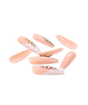 Brishow Ballerina Long False Nails - 24 Crystal Press-On Acrylic Nails for Women & Girls | International Shipping Available - Buy Online on GoSupps.com