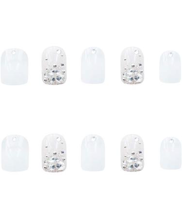 Xerling 24Pcs Silver Glitter French Press on False Nails - Rhinestone Jewelry Fake Nail Set for Women and Girls - Buy Online on GoSupps.com