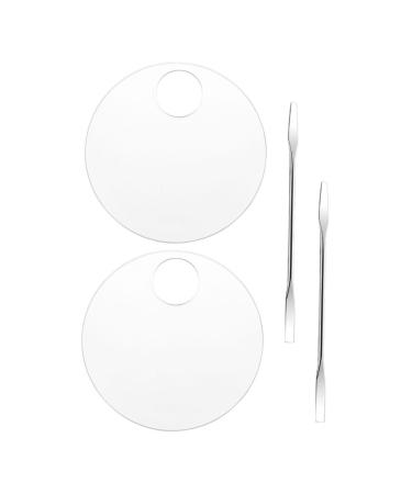NOLITOY 2 Sets Palette Watercolor Pigment Tray Round Tray Makeup Tray Serving Tray Cosmetic Spatula Manicure Makeup Pallette Liquid Makeup Color Mixing Tray Simple Paint Acrylic